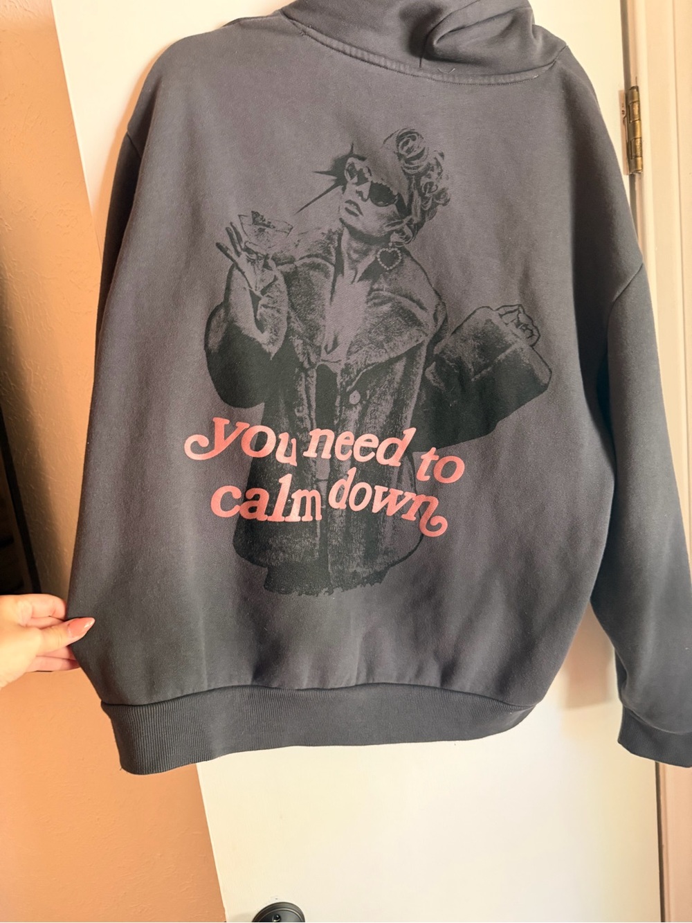 Taylor Swift You Need to Calm Down Sweatshirt - Charcoal with Pink Print